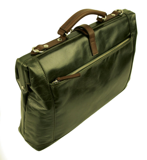 【訳アリ品】豊岡製／日本製／国産／牛革／レザー／グリーン／カーキ色／A4ゆったり／ダレスバッグＬ／ビジネスバッグ／505047【期間限定】