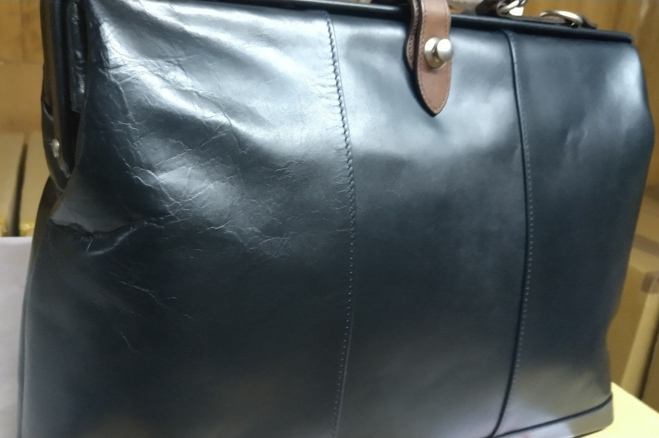 【訳アリ品】豊岡製／日本製／国産／牛革／レザー／ネイビー／紺色／A4ゆったり／ダレスバッグＬ／ビジネスバッグ／505047【期間限定】