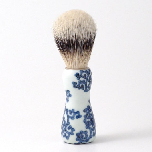 オリジナル商品 染付間取唐草 シェービング筆 13.4cm
