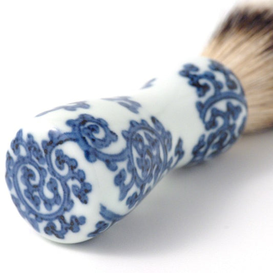 オリジナル商品 染付間取唐草 シェービング筆 13.4cm