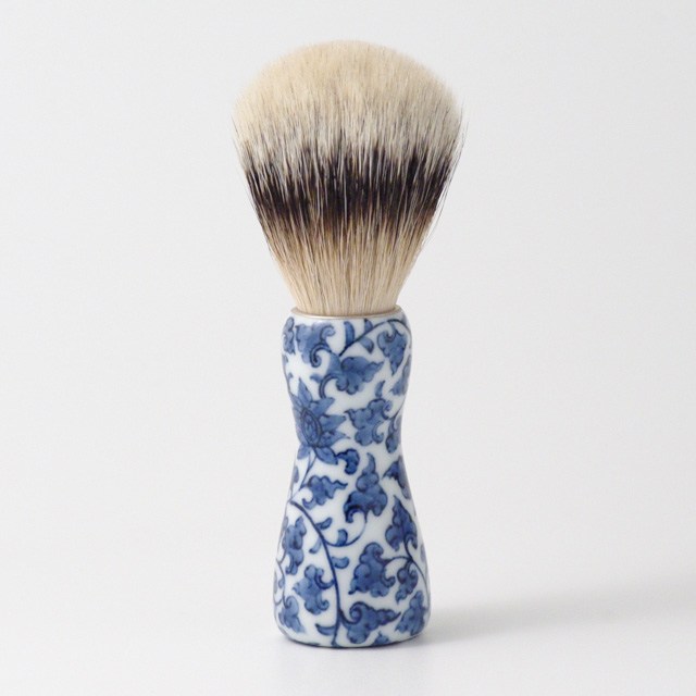 オリジナル商品 染付花唐草 シェービング筆 13.4cm