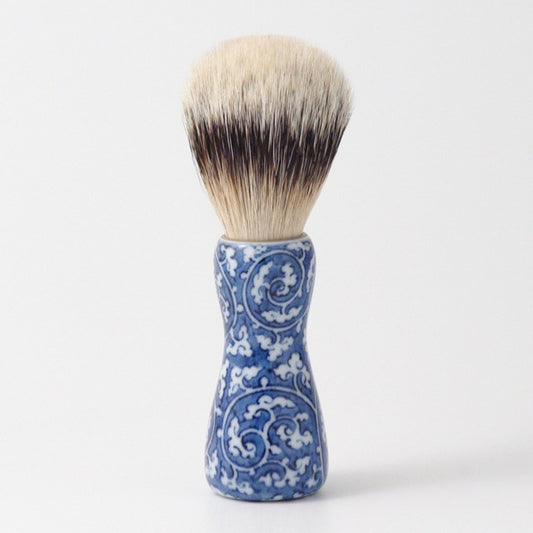 オリジナル商品 染付逆唐草 シェービング筆 13.4cm