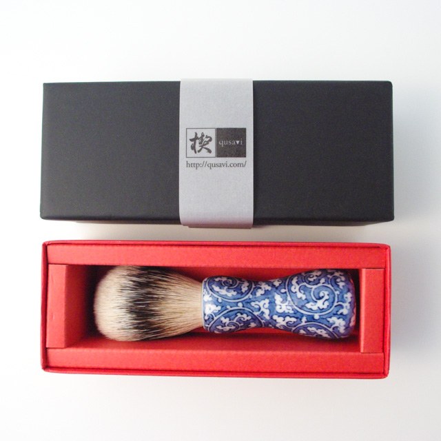 オリジナル商品 染付逆唐草 シェービング筆 13.4cm
