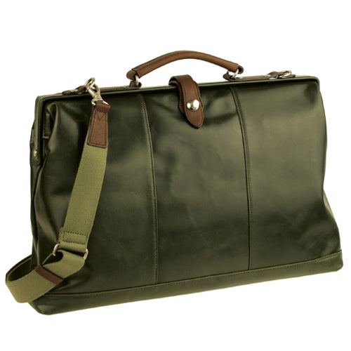 【訳アリ品】豊岡製／日本製／国産／牛革／レザー／グリーン／カーキ色／A4ゆったり／ダレスバッグＬ／ビジネスバッグ／505047【期間限定】